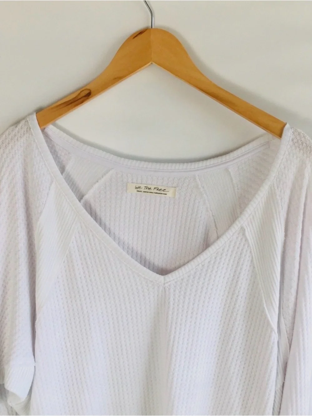 Free People Santa Clara Thermal Top White Oversized Waffle Knit